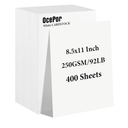 OcePor 400 Sheets White Cardstock 8.5” x 11”, 92lb/250gsm Card Stock, Thick Card Stock Paper, Heavy Cardstock Paper for Printer, Resume, Scrapbooks, Art, Crafts, Business Cards
