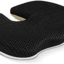 Gooo&Ma Air Fiber Seat Cushion for Office Chair, Breathable U-Shape Tailbone Relief Cushion for Desk Chair, Washable Ergonomic Chair Pad for Driving & Gaming, Cooling Mesh Back Support(Black) (13.8*17.7)