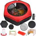Brooder Box for Chicks Starter Kit - Pop-Up,Collapsible & Breathable Chicken Brooder with 10x10in Heater, Feeder, Waterer, Perch & Insulated Pads - Fits 10 Chicks/Ducks/Quail