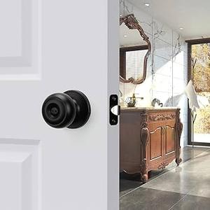 3Pack Black Door Knobs Interior, Matte Black Privacy Door Knob Interior, Black Interior Door Knobs for Bedroom Bathroom, Keyless Indoor Door Knobs Cylindrical Shape Knobs, Interior Doorknobs