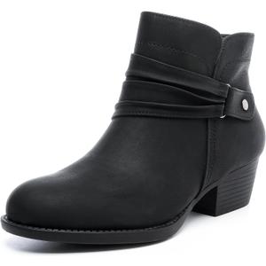 Luoika Women's Wide Width Ankle Boots - Black Brown Short Boots Block Low Heel Side Zipper Booties. (10 X-Wide, Black 715)