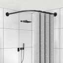 Corner Shower Curtain Rod, Shower Curtain Rod, Size 60"x60", Black Color, Stainless Steel SUS304, L Shaped Shower Curtain Rod, No Drill