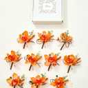 Serwalin 10Pcs Boutonniere for Men, Orange Groom and Best Man Boutonniere, Artificial Flowers for Wedding Decor Prom Homecoming Ceremony Anniversary Formal Dinner Party