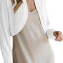 YSYOKOW Women's Shrug Cardigan for Dresses Lightweight Open Front Cropped Bolero Sweater Long Sleeve Knit (White, S)