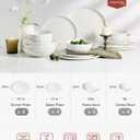 Famiware Porcelain kitchen plates and bowls set, Modern dishes set for 4, Handmade Wave Edge Dinnerware Sets, Microwave and Dishwasher Safe Tableware, Polar White (16pc)