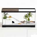 Aquatic Turtle Fish Tank 24" x 10" x 11", 11 Gallon Reptile Terrarium with Basking Platform & Bottom Drainage, PC Material Habitat Enclosure for Juvenile Turtle, Crayfish, Crab, Amphibian