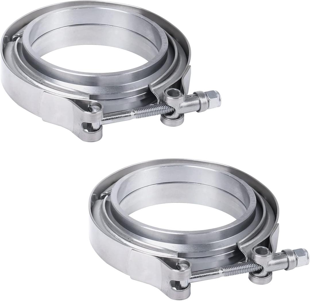 JDMSPEED New 3" V-Band Flange & Clamp Kit 2 Pcs Stainless Steel Replacement For Turbo Exhaust Downpipes (2)