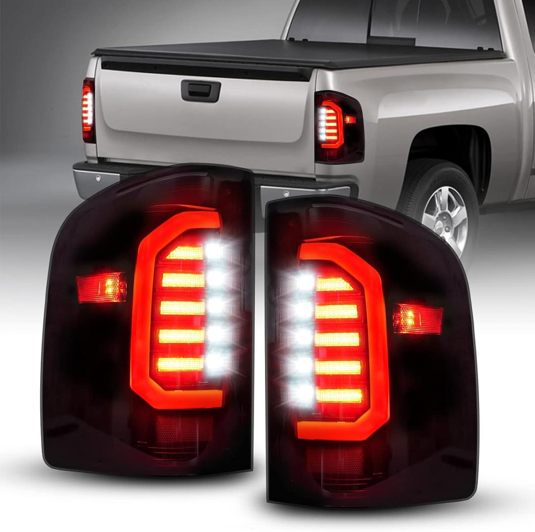 AUTOONE - For 2007-2013 Chevy Silverado LED Tail Light Assembly Smoked LED Taillights Compatible with Chevy Silverado 1500/ 2500HD | 3500HD, GMC Sierra 3500 HD, Driver & Passenger Side