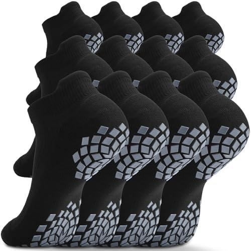 SITOISBE Pilates Grip Socks - Cushioned Slipper Non-Slip Grippy for Women Men Yoga - Barre Workout Hospital Sticky Socks S