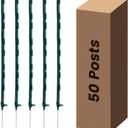 50 Pack Electric Fence Posts, 48 inch Step in Fence Post, Temporary Plastic Fence Posts for Farm Protection, Sturdy Fencing Post for Garden Yard
