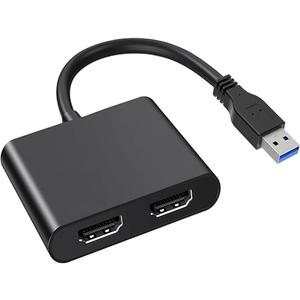 2 in 1 USB to HDMI Adapter, Dual Ports Converter, Splitter Extended Display, 1080P@30Hz USB 3.0 to HDMI Adapter Support PC, TV/HDTV, Laptop to Monitor, Projector, Windows XP 7/8/ 10