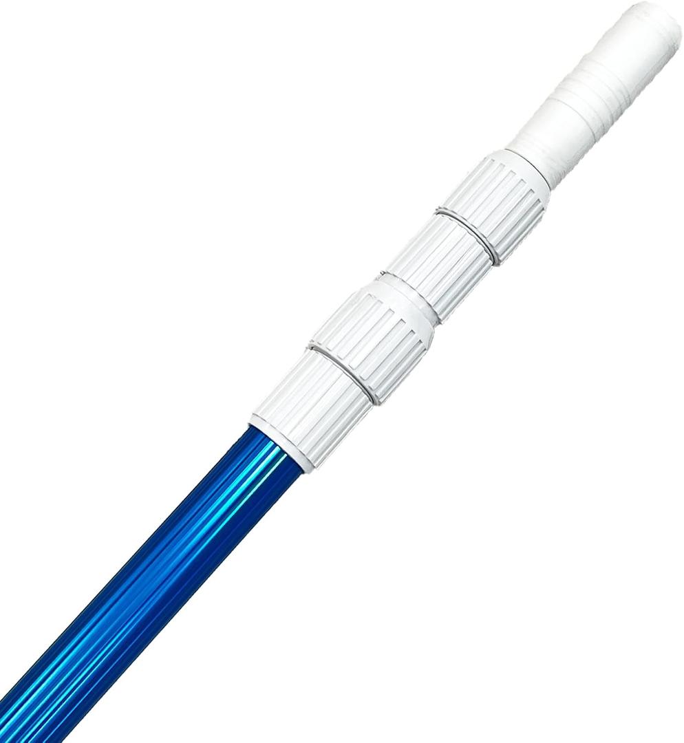 Durable 4-12 Ft Telescopic Pool Pole for Pool Cleaning, Anodized Aluminum Extendable Handle with Quick-Lock Mechanism for Pool Skimmer, Brush & Vacuum Head