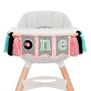 Gostman Retro Vinyl Record One Banner - Rock and Roll Records Birthday Party Decorations, Music Theme First Birthday Party Decor for Girls (Retro Vinyl Banner)
