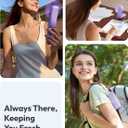 Aecooly Slim Portable Fan, Thin Handheld Fan, USB Rechargeable Mini Personal [24H Max Cooling Time], Battery Powered Small Foldable Pocket for Travel, Summer, Gifts for Women, Girls -Purple