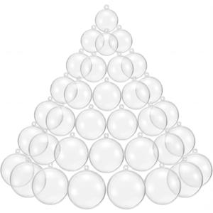Kingrol 50-Pack Clear Plastic Fillable Ornaments, 5 Assorted Sizes (1.1"-2.75") - Snap-Open Craft Balls for Christmas Decorations, DIY Baubles & Holiday Hanging Dcor