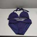 Yonique Women Two Piece Bathing Suits Push Up Bikini Set Halter Swimsuit Vintage Swimwear (Large, Navy Blue)