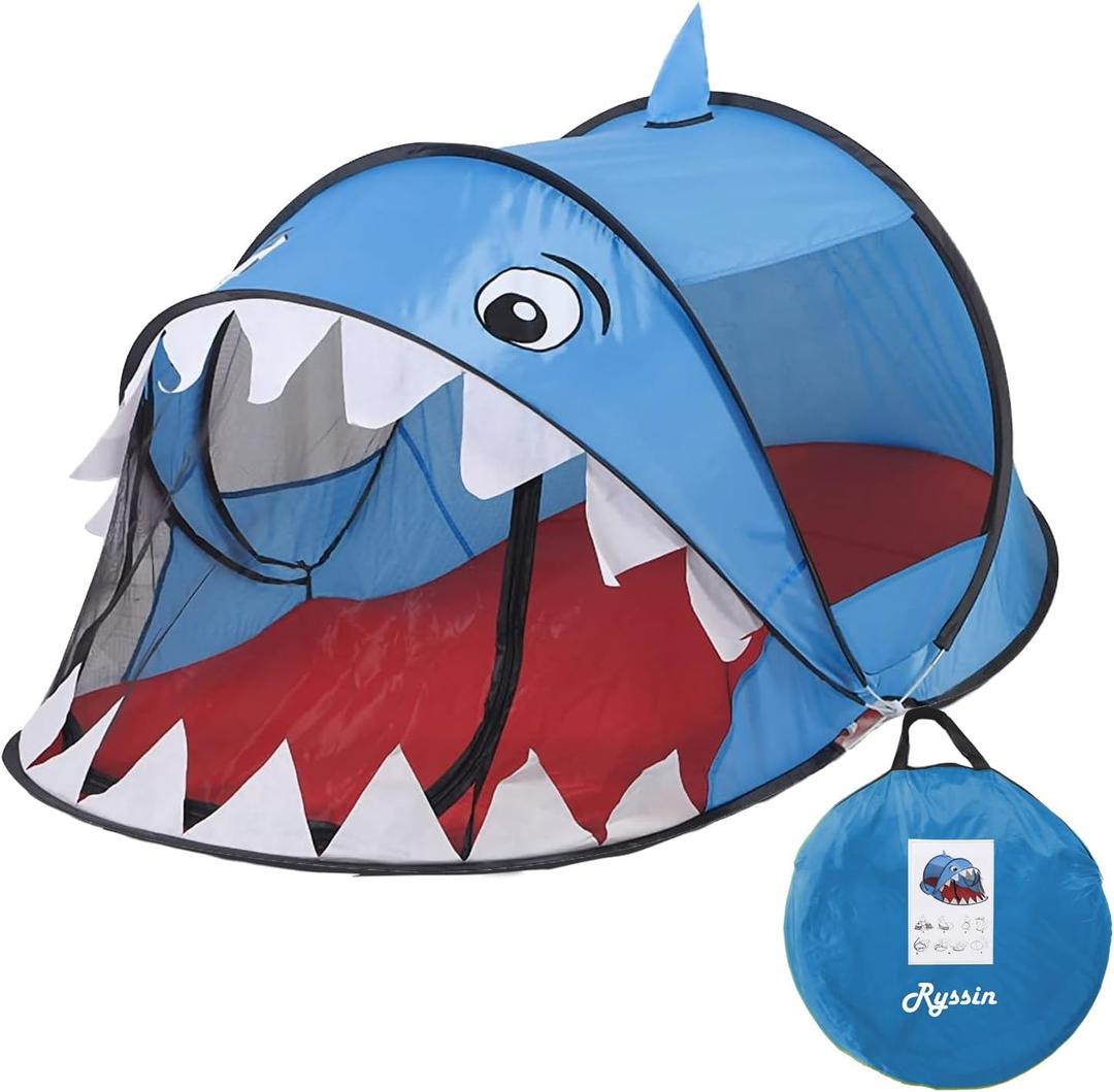 Pop up Tent for Kids, Foldable Shark Play Tent Kids Playhouse with Storage Bag Toddler Tents Indoor Outdoor Toy Tent for Boys Girls Ages 3 4 5 6 Birthday