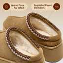 Vilanva Platform Clogs for Women Cozy Suede Fall Slippers with Warm Fur Lined Slip on Shoes Outdoor Indoor House (7.5, Chestnut)