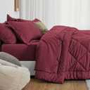 Love's cabin King Size Comforter Set Burgundy, 7 Pieces King Bed in a Bag, All Season Bedding Sets with 1 Comforter, 1 Flat Sheet, 1 Fitted Sheet, 2 Pillowcase and 2 Pillow Sham | Soft, Breathable, Lightweight, Comfortable