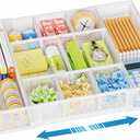 Marbrasse Expandable Desk Drawer Organizer, Mesh Drawer Organizer Tray with 10 Adjustable Compartments, Desk Organizers and Accessories, 5 Dividers Drawer for Office Supplies, Makeup & Vanity (White)