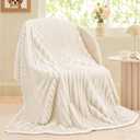 Luciphia Waterproof Dog Blanket for Large Dogs Ultra-Soft Calming Cut Pile Flannel Throw Durable & Warm Furniture Protection for Couch Bed Pet Blanket Machine Washable Soft White,L(65''x57'')