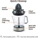 Elite Gourmet ETS623 BPA-Free 40-Watt Electric Citrus Juicer, Compact, Large Volume, Pulp Control, Oranges, Lemons, Limes, Grapefruits with Easy Pour Spout, 24oz, Black/Stainless Steel