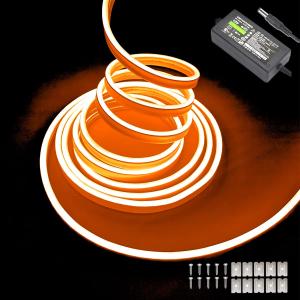 Orange Neon LED Strip Lights, 16.4ft 12V Waterproof Flexible Light for Indoor/Outdoor Decoration (Includes Power Adapter) (5M)