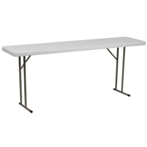 Flash Furniture Kathryn 6' Rectangular Plastic Folding Table, Long Plastic Foldable Table for Indoor/Outdoor Events, White