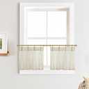 Mini Curtains for Small Windows 18 Inch Length 24w 18L Long Cafe Pinch Pleated Striped Farmhouse Curtains for Kitchen