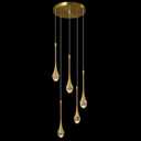 Modern Pendant Lights Kitchen Island Gold Pendant Light with Dimmable LED 4000K Bubble Crystal, Pendant Lighting for Kitchen Island Dining Room and Bar - 5 Light