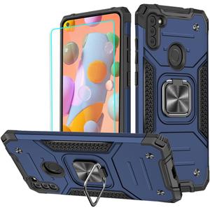for Samsung A11 Phone Case, Galaxy A11 Phone Case with [1 Pack] HD Screen Protector, Military-Grade Shockproof Kickstand Protective Cover for Samsung Galaxy A11 (Blue)