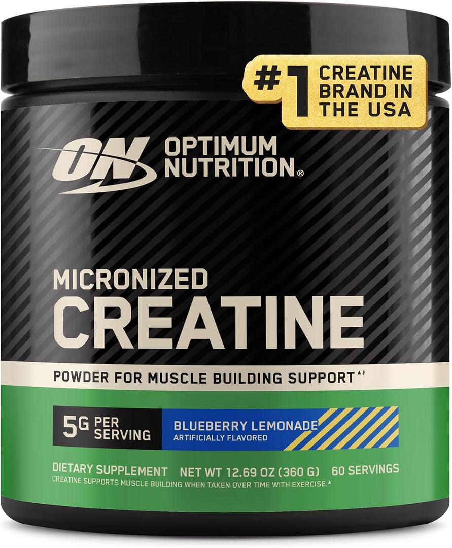 Optimum Nutrition Creatine Monohydrate Powder, Blueberry Lemonade, 60 Serv (EXP 12/01/36)