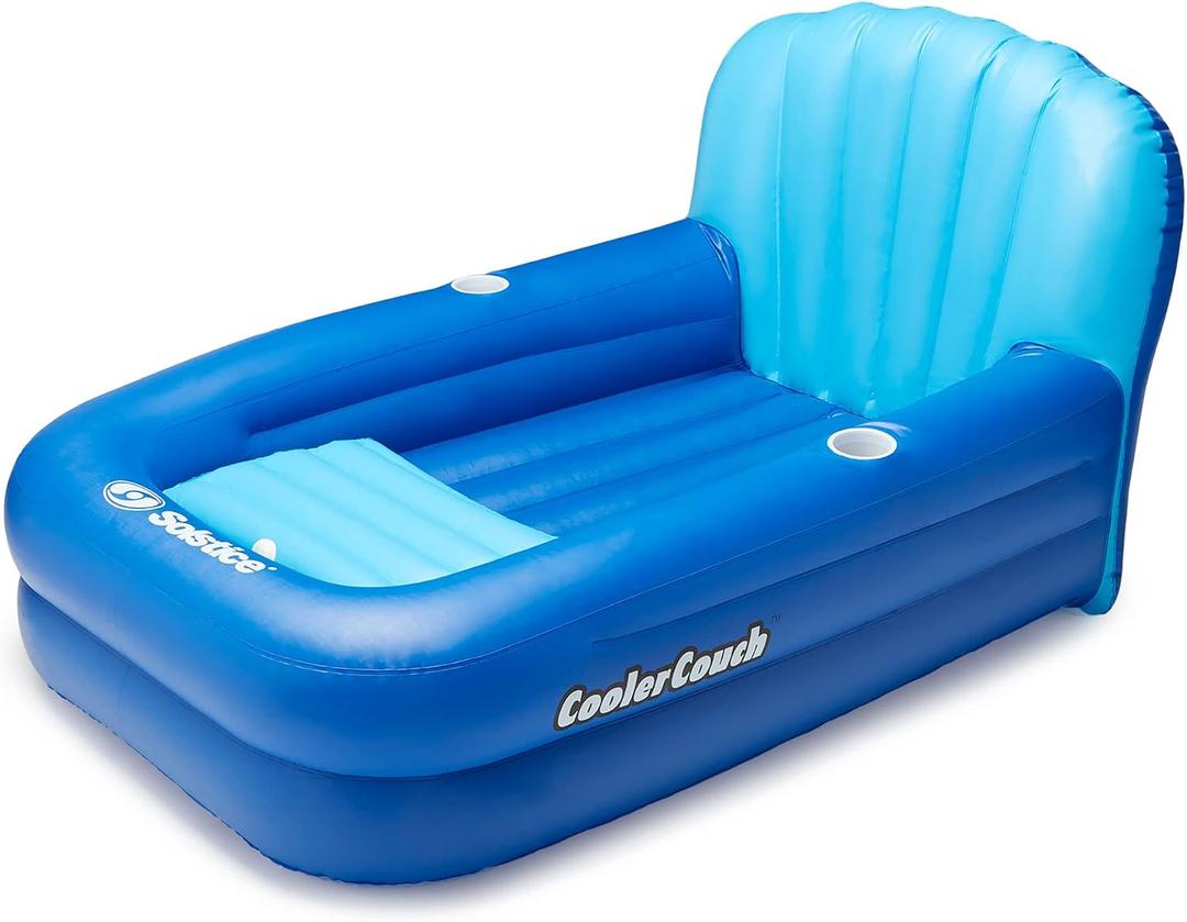 SOLSTICE Inflatable Pool Lounger Float for Relaxation – Raft for Group Pool, Beach & Lake Use, Cooler Couch, Blue