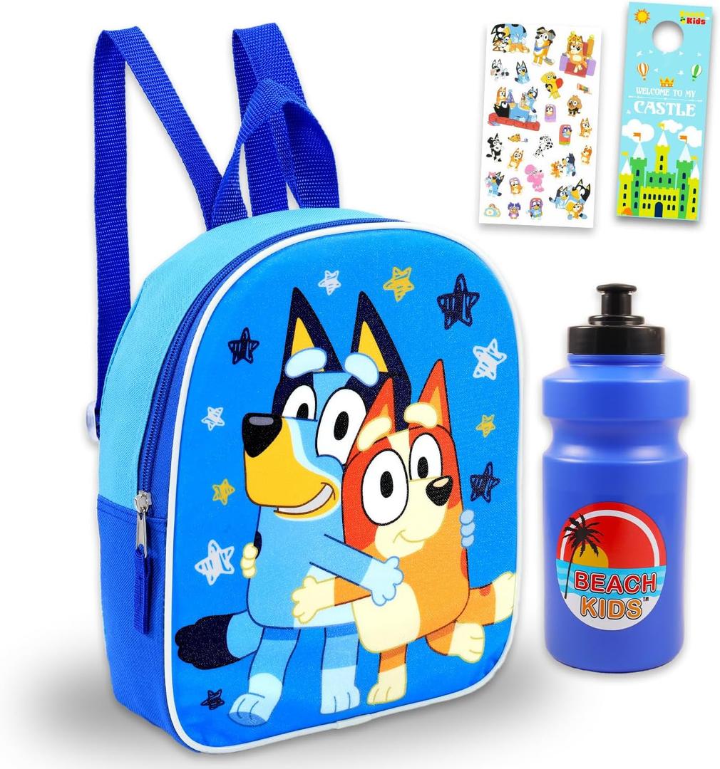 Bluey and Bingo Mini Backpack for Girls - Bundle with 11" Backpack Purse for Toddlers Plus Stickers, Water Bottle, More | Mini Bluey Bag for Kids, Girls