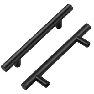 Home Expert 5 Pack 4 Inch Black Cabinet Handles - Matte Finish Pulls for Dresser Drawers - Stainless Steel Kitchen Cabinet Handles - 6-3/8 Inch Overall Length