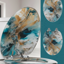 Angol Shiold ELONGATED Soft Close Toilet Seat Resin, Quiet and Slow Close Lid and Seat with Quick Release Adjustable Hingesfor Standard Toilets, Easy Installation & Clean(19 Inch, Backstroke Dolphin)