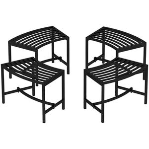 Timechee Metal Curved Fire Pit Bench Set of 4, Outdoor Fire Pit Seating, Steel Backless Outside Bench for Garden, Patio, Porch, Backyard, Plant Stand, Heavy Duty Plant Holder, Style 1, Black
