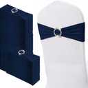 150 Pack Spandex Stretch Chair Sashes Bows, Elastic Stretch Chair Cover Bands Ties with Buckle Slider for Wedding Party Ceremony Reception Event Banquet Decoration (Navy Blue)