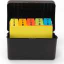 H4D Index Card Holder 4x6 Inches with 25 Plastic Dividers, Black