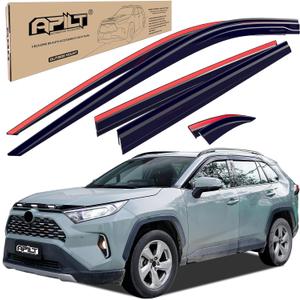 Outside-Mount Rain Guards Window Visors for 2019-2025 Toyota RAV4 Full-Size Wind Vent Deflectors Car Accessories Dark Smoke 6-Piece Set with Thicker and Waterproof Steps