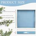 Spsyrine Light Blue Decorative Tray for Living Room, Square Modern Plastic Coffee Serving Table Tray for Ottoman Bathroom Kitchen, 13"*13".