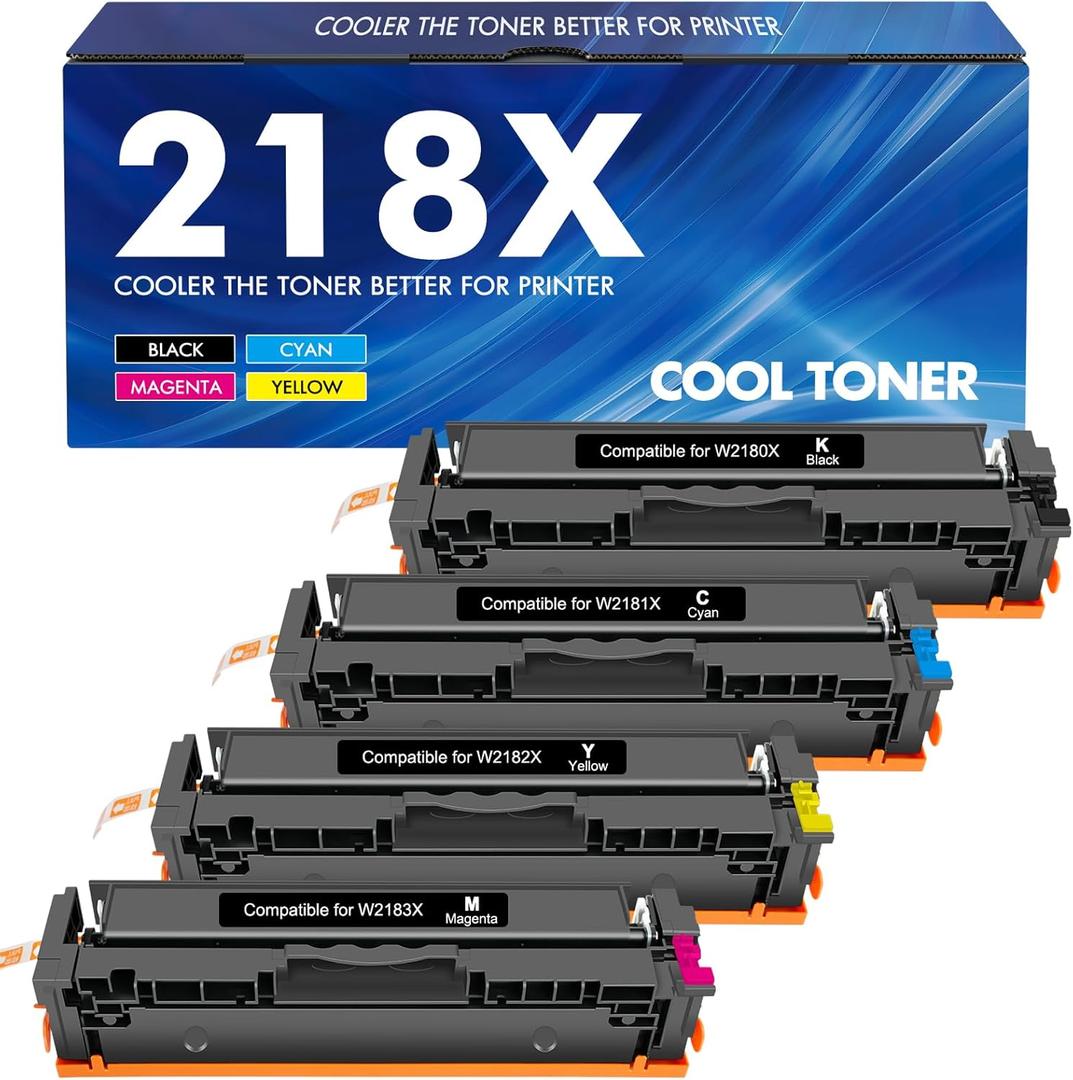 218X 218A Toner Cartridges 4 Pack 3201dw Compatible Replacement for HP 218X 218A Color Laserjet Pro MFP 3301fdw 3301cdw 3201dw 3301sdw Printer High Yield Ink Set W2180X (Black Cyan Yellow Magenta)