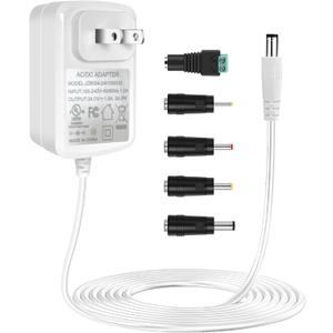 TKDY 24V 1A Power Supply Cord 24Vdc Class 2 24W AC Adapter White, Switching Charger for 24Volt 1000mA 500mA 0.5A Nail Lamp LED Light Massage Gun Vacuum Cleaner Diffuser Humidifier