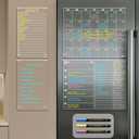 JJPRO Non-Magnetic Calendar for Fridge-Clear Monthly Calendar,Weekly Planner,List and Blank Board -Reusable Board Sticks to Fridge,Wall,Door&Glass,Non Magnetic Fridge Calendar