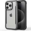 2 x RAPTIC Shield for iPhone 15 Pro, Shockproof Protective Clear Case, Military Grade 10ft Drop Tested, Durable Aluminum Frame, Anti-Yellowing Technology, 6.1 inch, Black