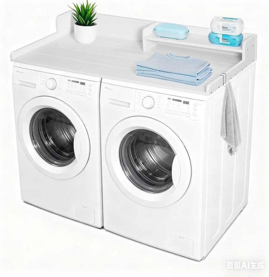 Washer Dryer Countertop with Shelf, HDPE 2-Tier Laundry Topper