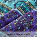 WONGS BEDDING Boho Queen Quilt Set, Blue Purple Bohemian Queen Quilt Bedding Set, Lightweight Microfiber Bed Decor Bedspread for All Season 96"x90"(3 Pieces)