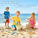 Dreamon Beach Toys, 3 Pack Collapsible Sand Buckets for Kids, Shovels & Rakes Set with Mesh Bag, Kids Beach Essentials Sandcastle Building Kit for Beach Trip Outdoor Play and Summer Fun