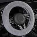 LACDL Fuzzy Winter Steering Wheel Covers for Women, Warm Cute Fluffy Car Wheel Cover for F150 Truck Jeep, Super Soft Furry Auto Plush Car Handle Cover for Cold Weather, Gray, 15-16 inch, Large Size (Grey)
