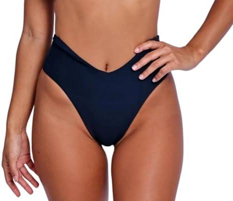 geluboao Women's Bikini Bottom Sexy V Cut High Cut Swimsuit High Waisted Bathing Suit Bottoms Size XL Black